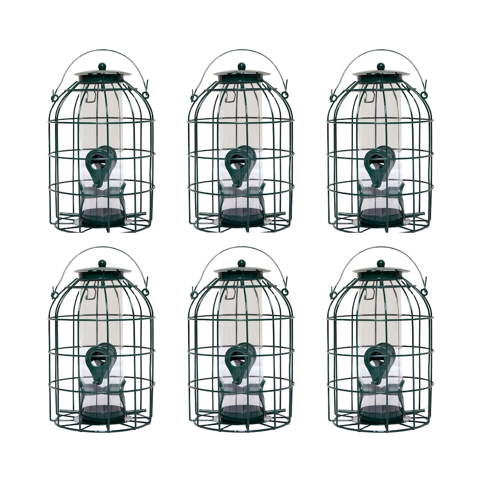 image 1 of Pack of 6 Wild Bird Seed Feeder Cage with Squirrel Guard