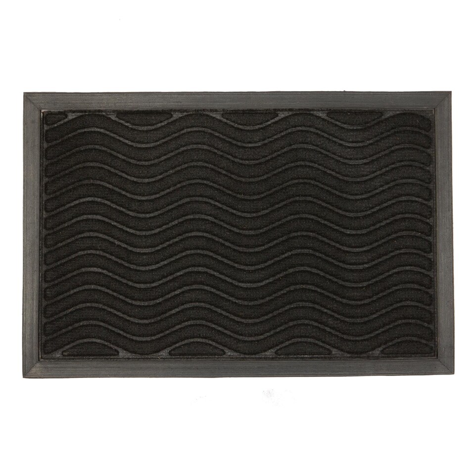image 1 of Nicola Spring Heavy Duty Door Mat - 60 x 40cm - Black Waves
