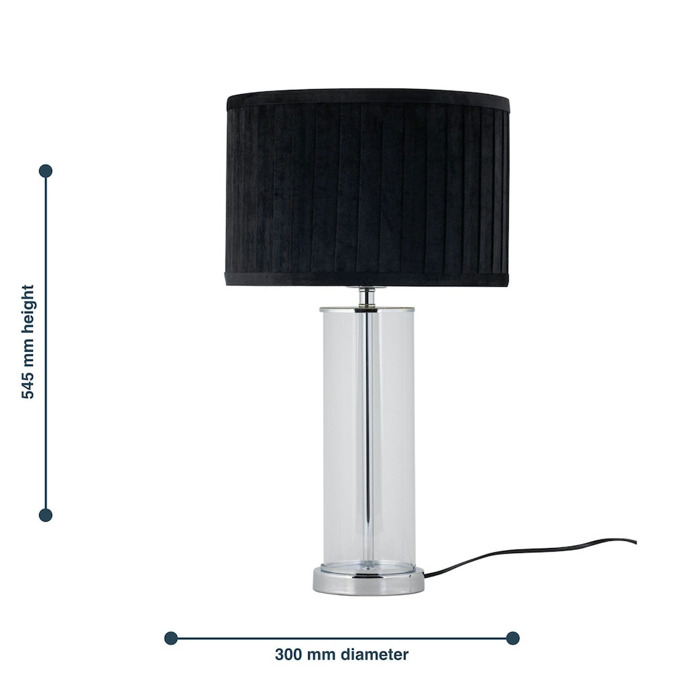 image 1 of Aura - Chrome Table Lamp with Black Pleated Velvet Shade Chrome | Black
