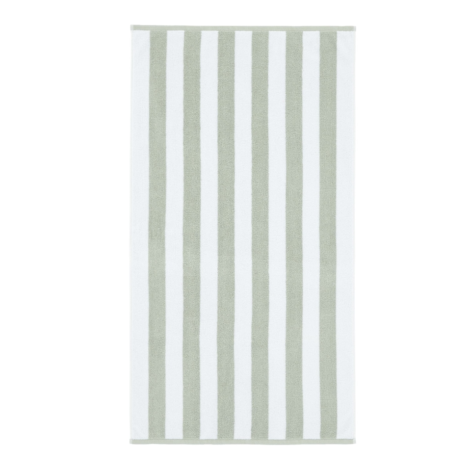 image 1 of Bianca Reversible Stripe Cotton Jacquard Hand Towel | Green | Sage Green | Hand towel
