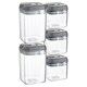 image 1 of Argon Tableware 5pc Food Storage Containers Set - Grey Airtight Plastic Storage Pantry Food Organiser with Flip Lock Lid 2 Sizes