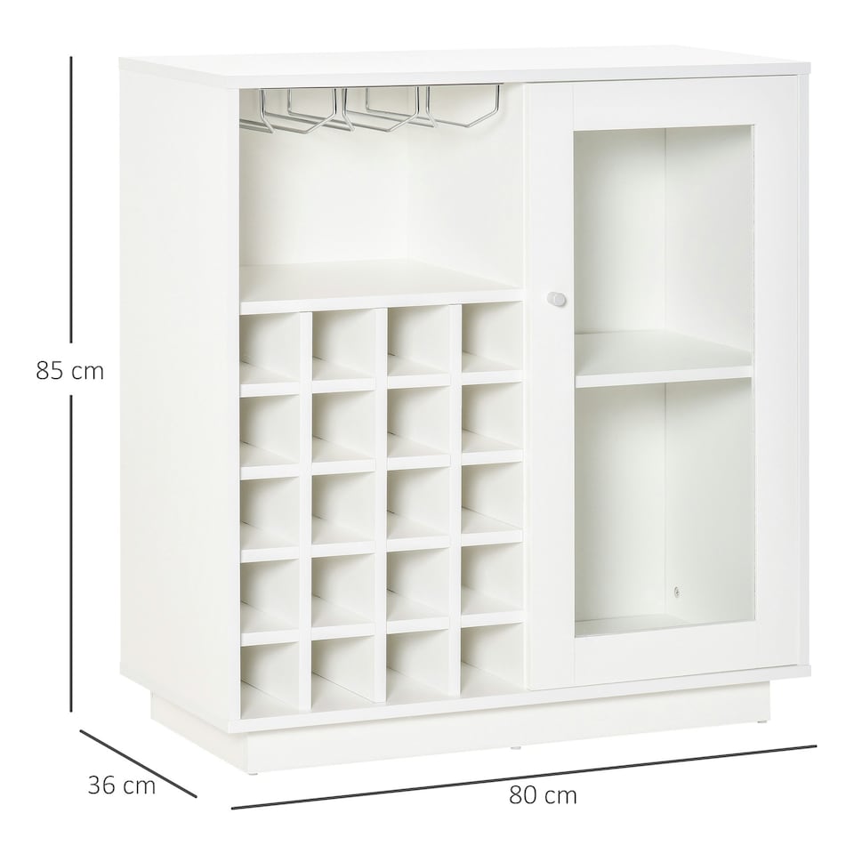 image 1 of HOMCOM Sideboard Wine Cabinet Cupboard Glass Door, Glass Holder & Wine Rack