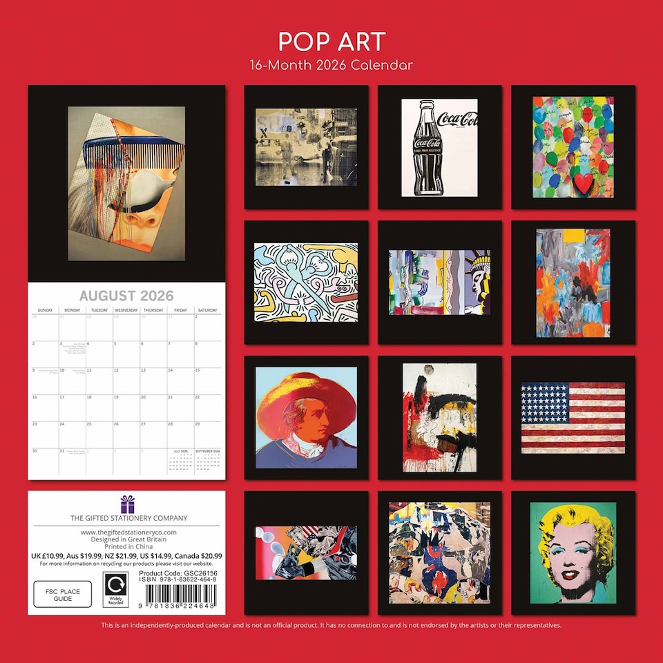 image 1 of Pop Art 2026 Wall Calendar, Gift