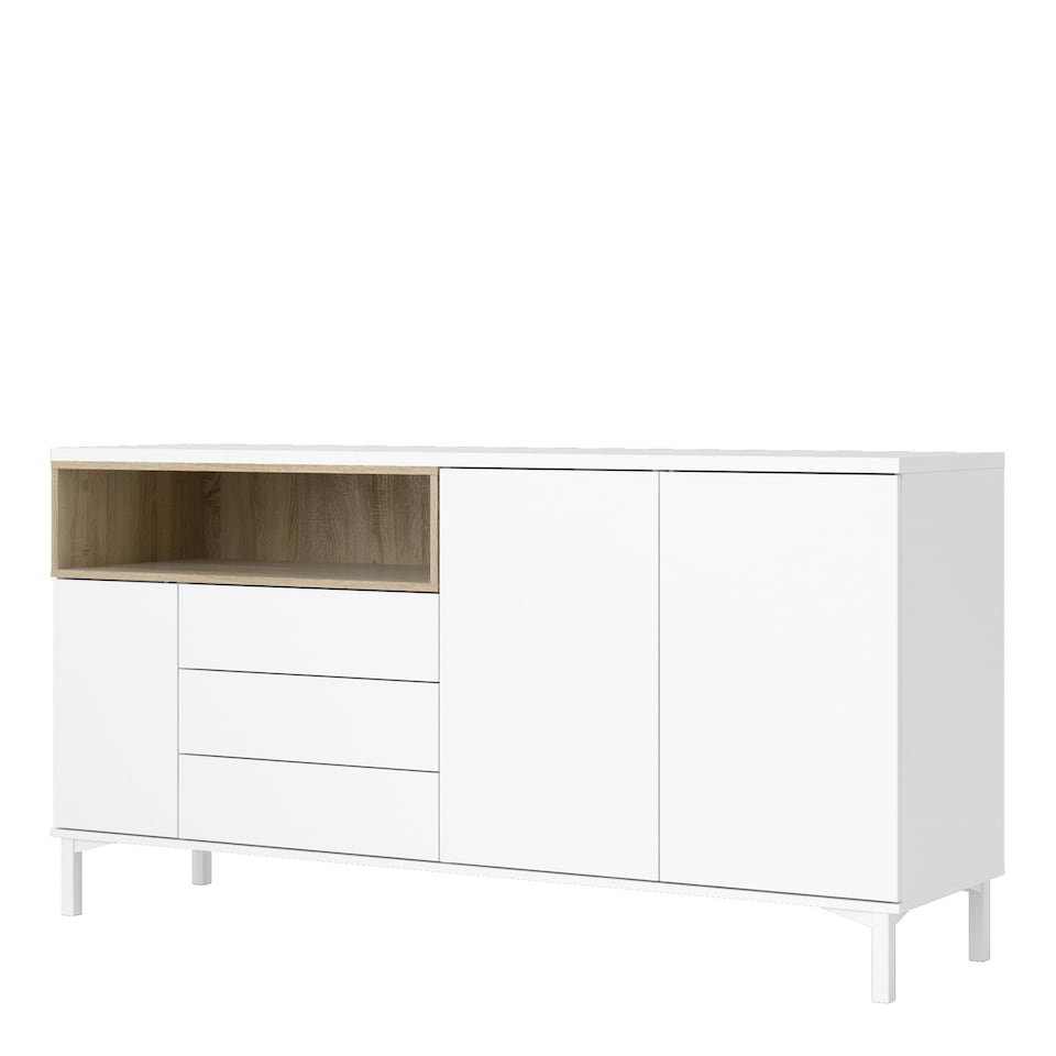 image 1 of Roomers Sideboard 3 Drawers 3 Doors in White and Oak