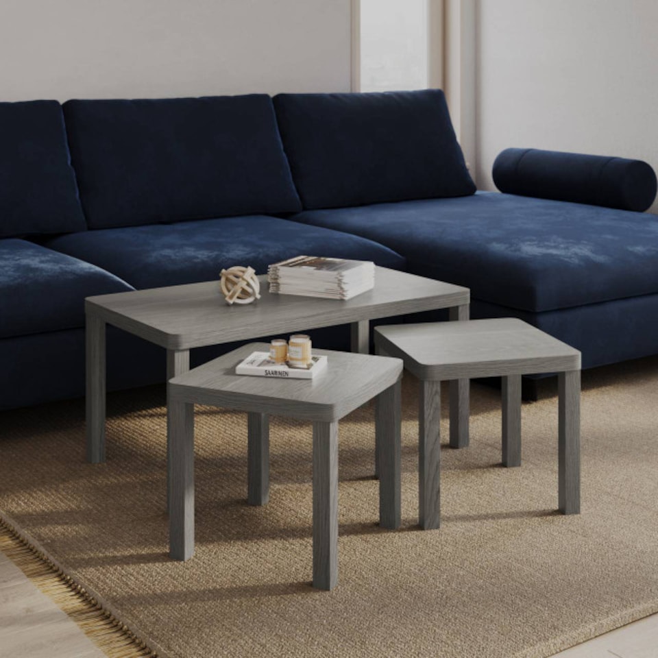 image 1 of URBNLIVING Wooden Nesting Stacking Tables Set Of 3 | Multi | Cedar Grey | 3