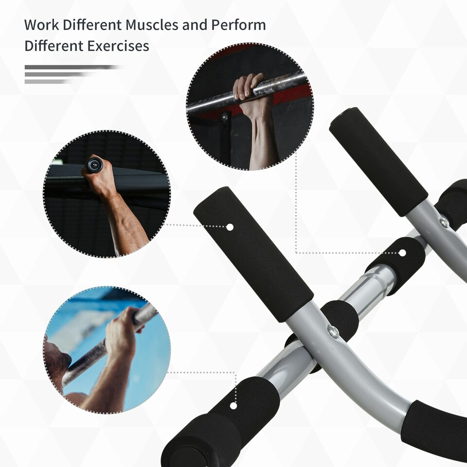 image 1 of HOMCOM Indoor Fitness Door Horizontal Bar Pull-ups Home Gym Upper Body Workout