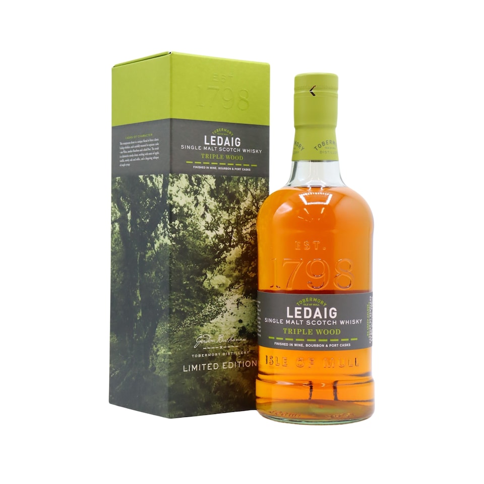 image 1 of Ledaig - Limited Edition Triple Wood Single Malt Scotch Whisky | Multi | Polished Mahogany | apple, vanilla, smoky oak, toffee, maple syrup | 1