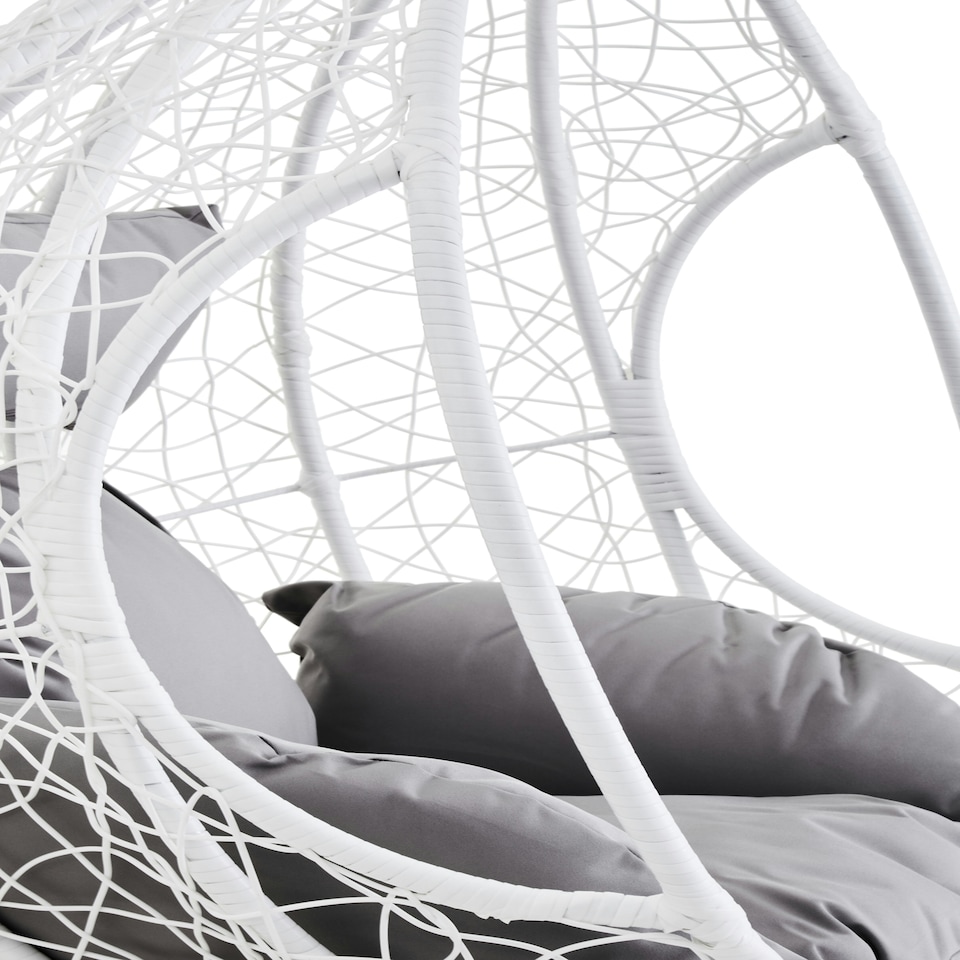 image 1 of Interiors by Premier Cut Out Sides White Hanging Chair with Round Base, Comfortable Seating Swing Chair, Easy to Clean Chair