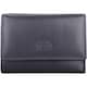image 2 of London Leathergoods Womens Tri Fold Money Holder Magnetic Flap Purse Wallet | Blue | Navy