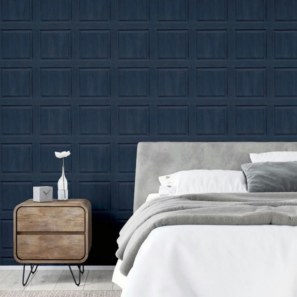 image 1 of Arthouse Panel Textured Wallpaper - Navy - 10m x 53cm | Blue
