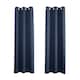 image 1 of Cobalt Dusty Blue Blackout Thermal Eyelet Curtains - 46 x 63 Inch Drop - 2 Panel | Blue | One Size