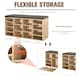 image 7 of HOMCOM Multi-Storage Shoe Rack 14 Compartments Cushion Moving Shelves Home Brown Yellow