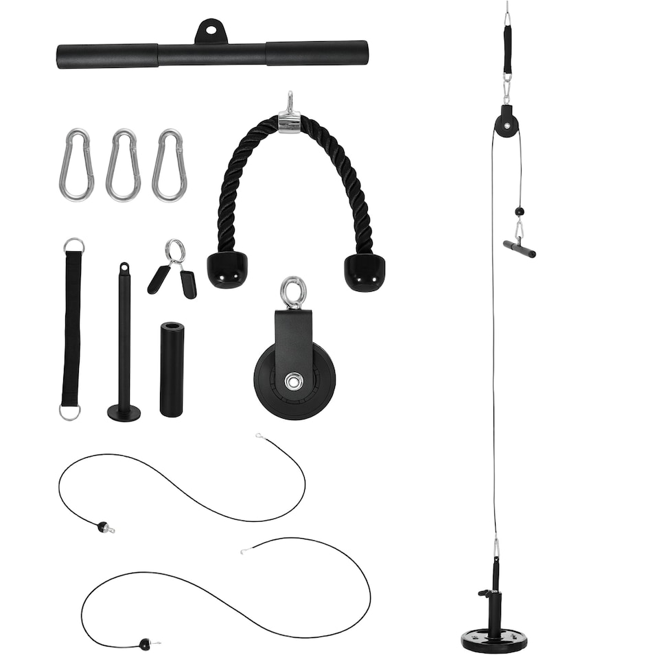 image 1 of SPORTNOW Cable Pulley System, Lat Pull Down System with DIY Loading Weight Pin