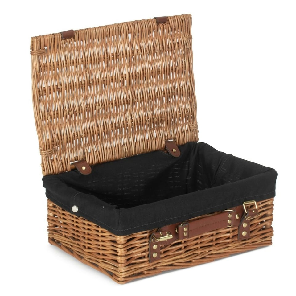 image 1 of 35cm Light Steamed Wicker Picnic Basket with Lining Grey | Grey | One Size