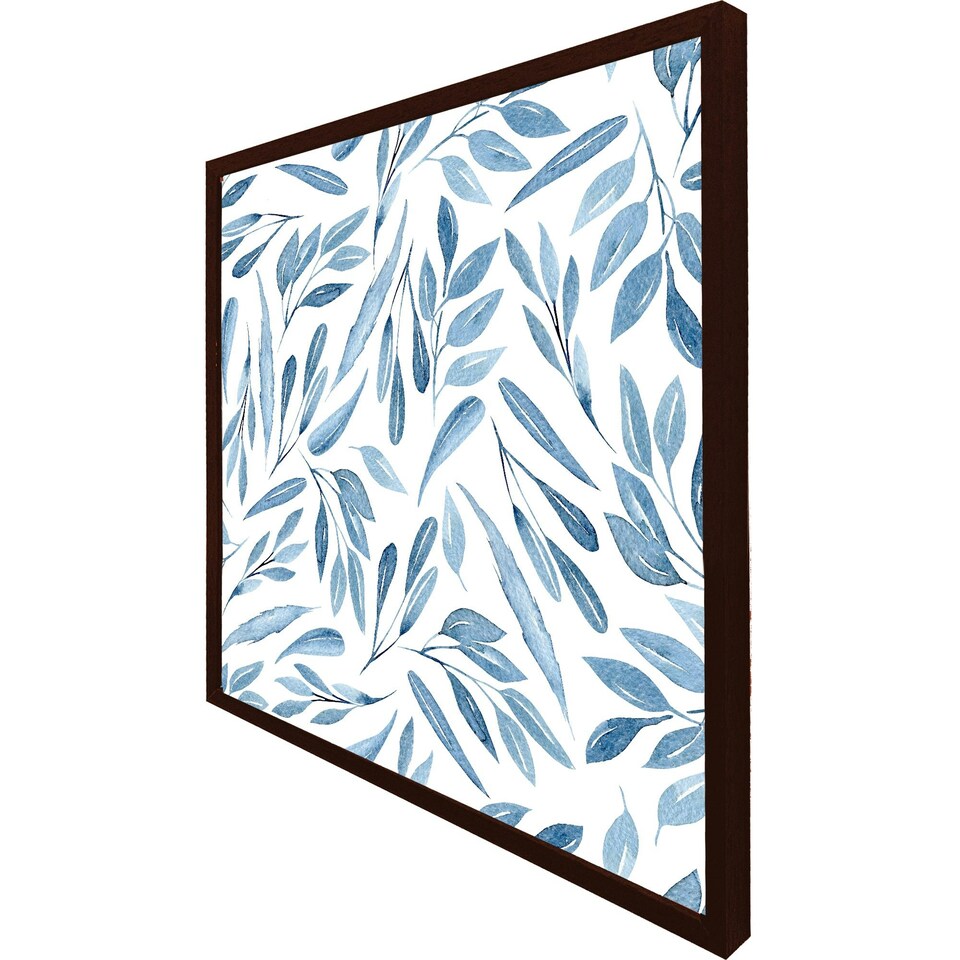 image 1 of Watercolour blue branches with leaves (Picture Frame) M / White