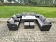 image 1 of Fimous Outdoor Garden Patio Furniture Wicker Rattan Oblong Rectangular Dining Table and Lounge Sofa set with Adjustable Chair 2 Side Tables 2 Small Footstools Dark Grey Mixed