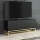 image 6 of TV Unit 100cm Black Matt Fluted Fronts with Gold Metal Base Black