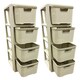 image 2 of Cream 4 Drawer Stylish Rattan Effect Storage Tower Commode Baskets For Home & Office Cream