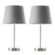 image 3 of ValueLights Modern Pair Of Satin Silver Table Lamps With Grey Shades Grey