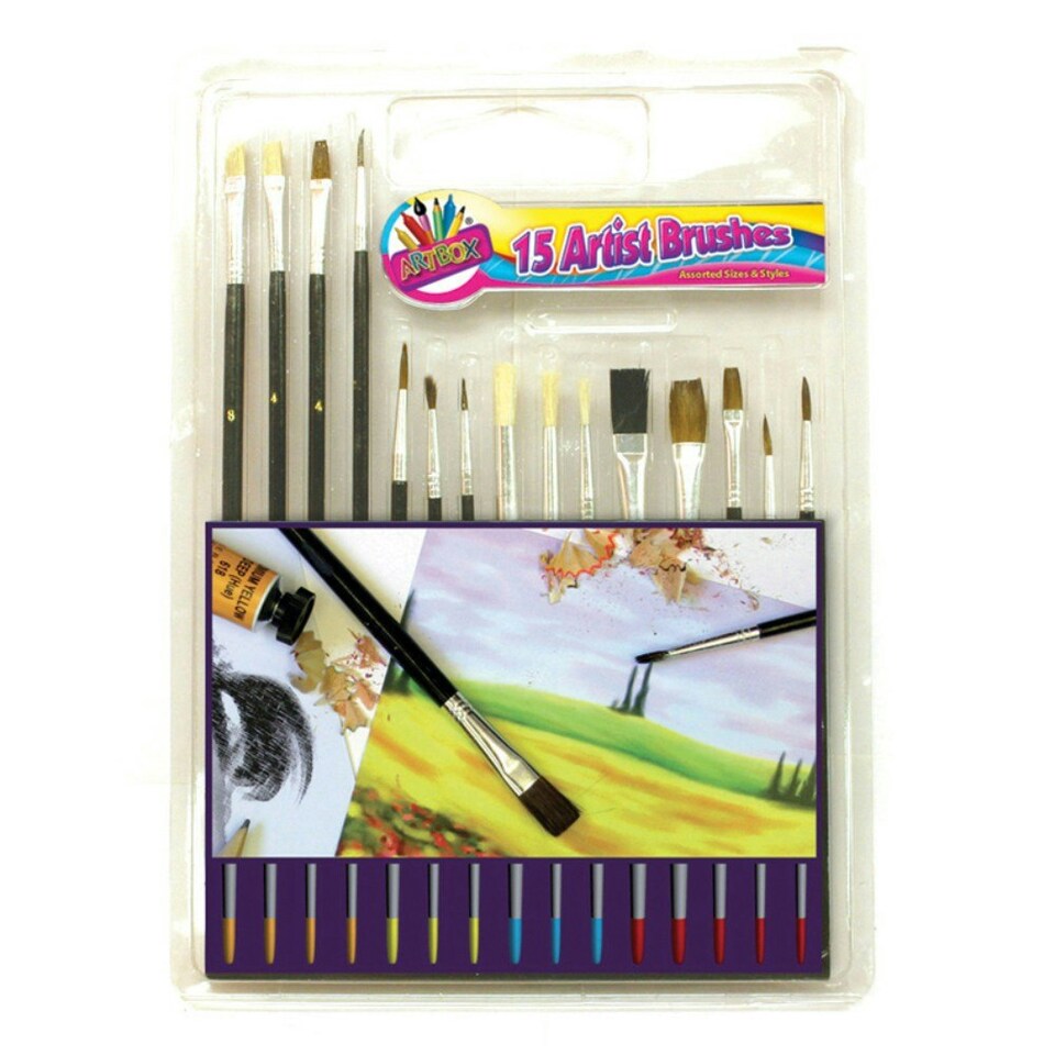 image 1 of Artbox Wooden Handle Paint Brush (Pack of 15)