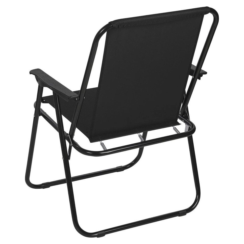 image 1 of Garden Table & Folding Deck Chairs Set 2 4 Seater Outdoor Patio Dining Furniture | Black | Table + 4 Black Chairs