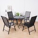 image 9 of Living and Home Metallic Frame Fabric Foldable Chair Set of 2 - Black