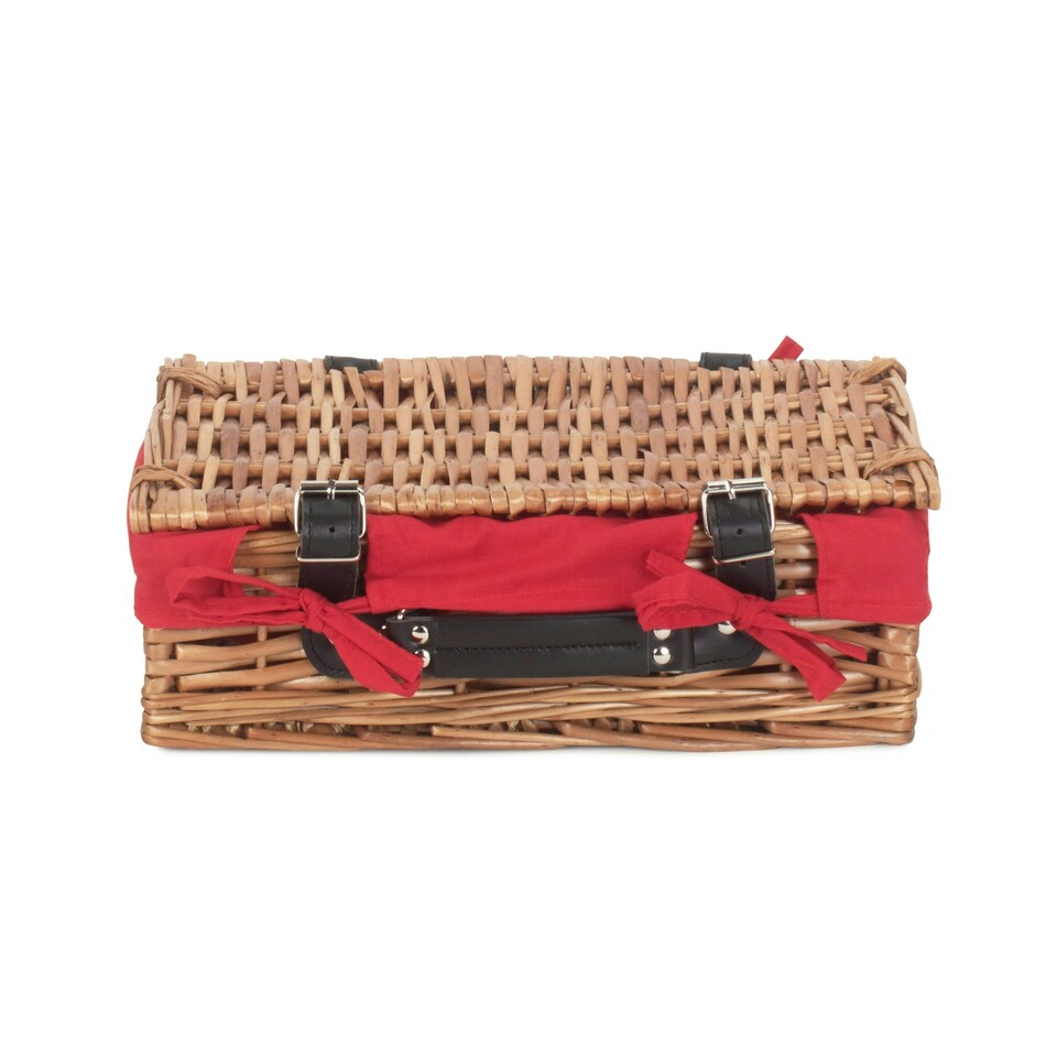 image 1 of 34cm Packaging Wicker Picnic Basket with Lining | Red | Red | One Size