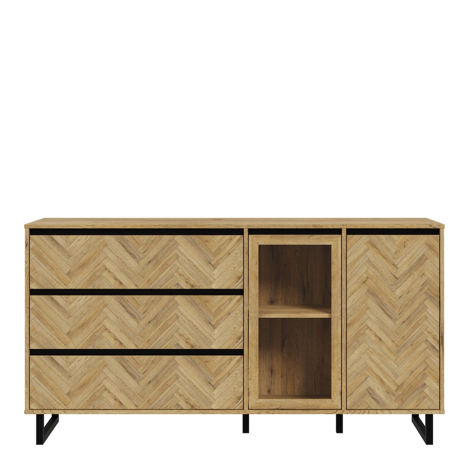image 1 of Nikomedes Sideboard in Spica Oak/Matt Black/Bartex Oak