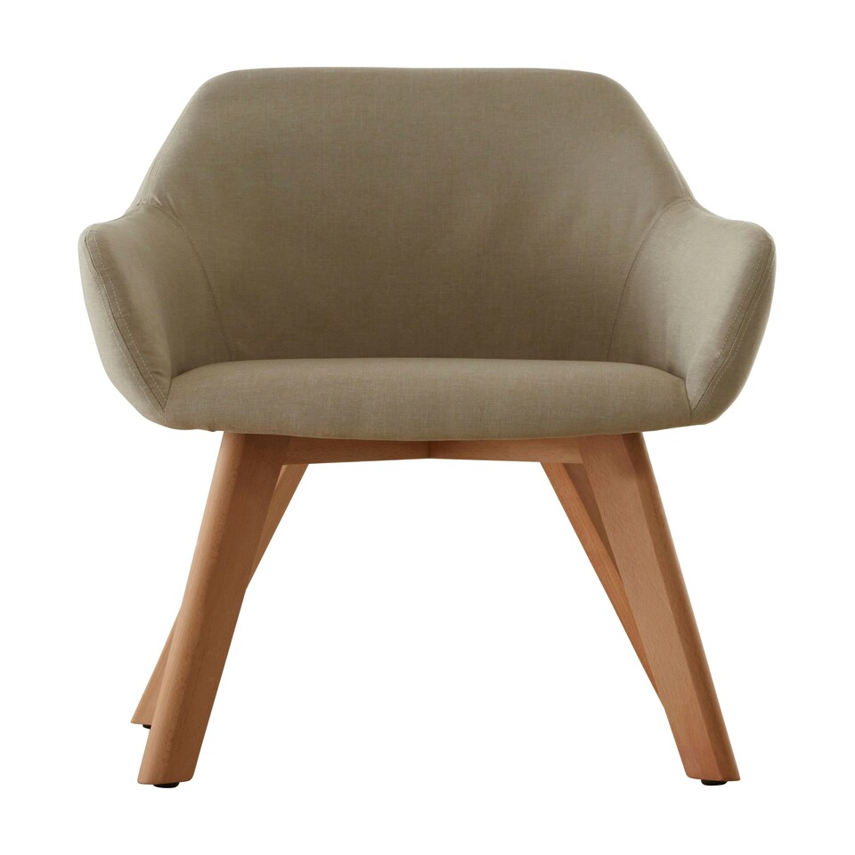 image 1 of Interiors by Premier Stone Fabric Chair With Wood Legs, Backrest Dining Chair, Space-Saving Office Accent Chair