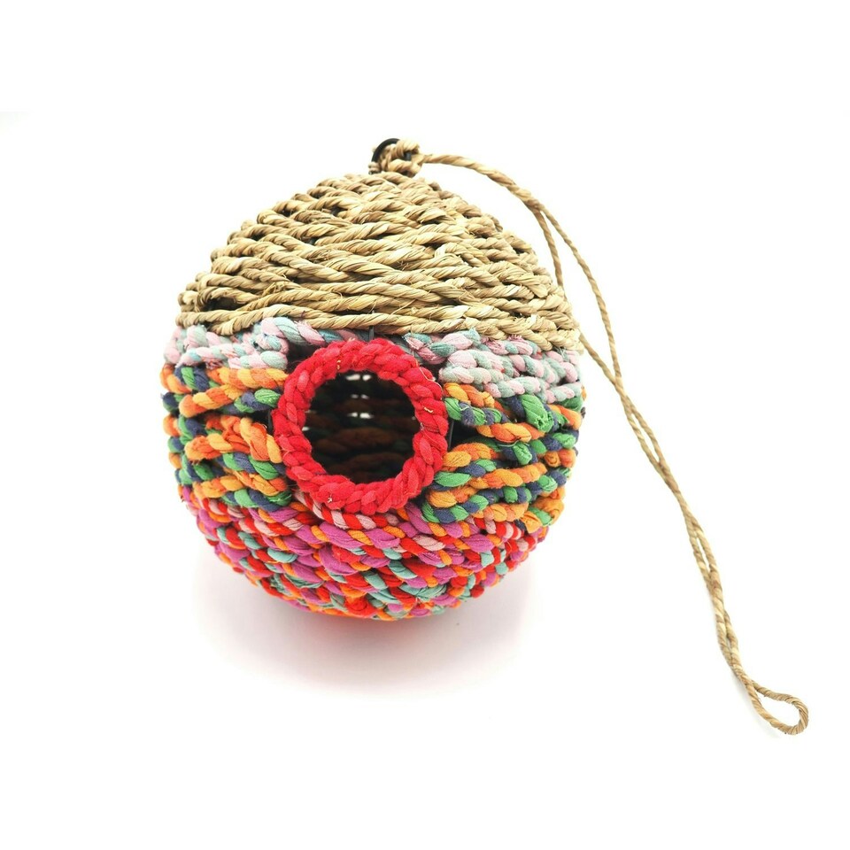 image 1 of Munja & Sari Round Shaped Jute Bird Box Nester Multi