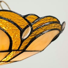 ValueLights Tiffany Amber Jewelled Glass Uplighter Lamp Shade Multi