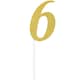image 1 of Creative Party Number 6 Glitter Cake Topper - Gold - One Size