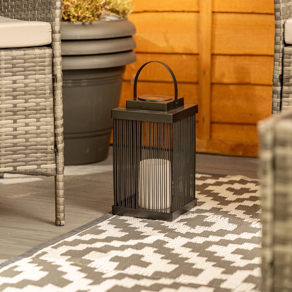 image 1 of ValueLights Dancing Candlelight Black Outdoor Solar Lantern | Black