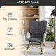 image 6 of HOMCOM Wingback Rocking Chair with Wooden Base, Upholstered Fleece Glider Rocker for Nursing, Modern Armchair - Dark Grey