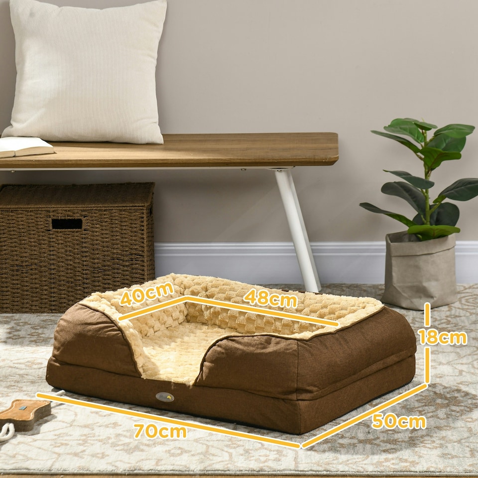 image 1 of PawHut Dog Bed Calming Pet Bed Dog Mattress for Small Dogs - Brown