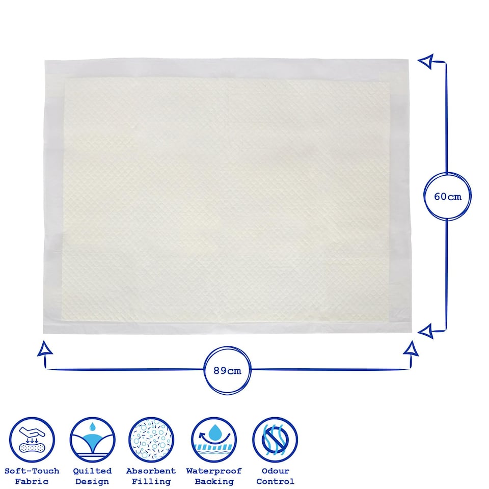 image 1 of Harbour Housewares 10x Disposable Incontinence Bed Pads - 60 x 89cm - Waterproof High Absorbency Mattress Protector Bed Sheet