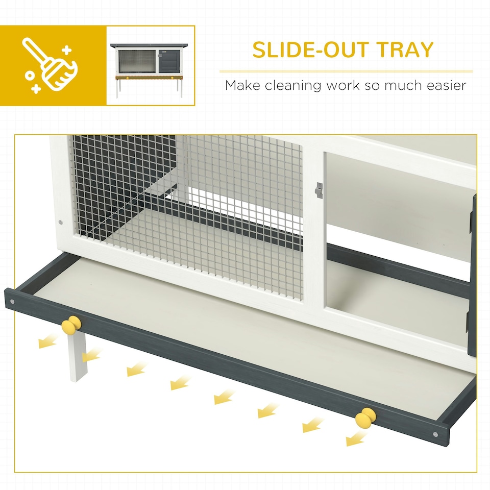 image 1 of PawHut Rabbit Hutch, Guinea Pig Hutch Outdoor Cage w/ Asphalt Roof, Green