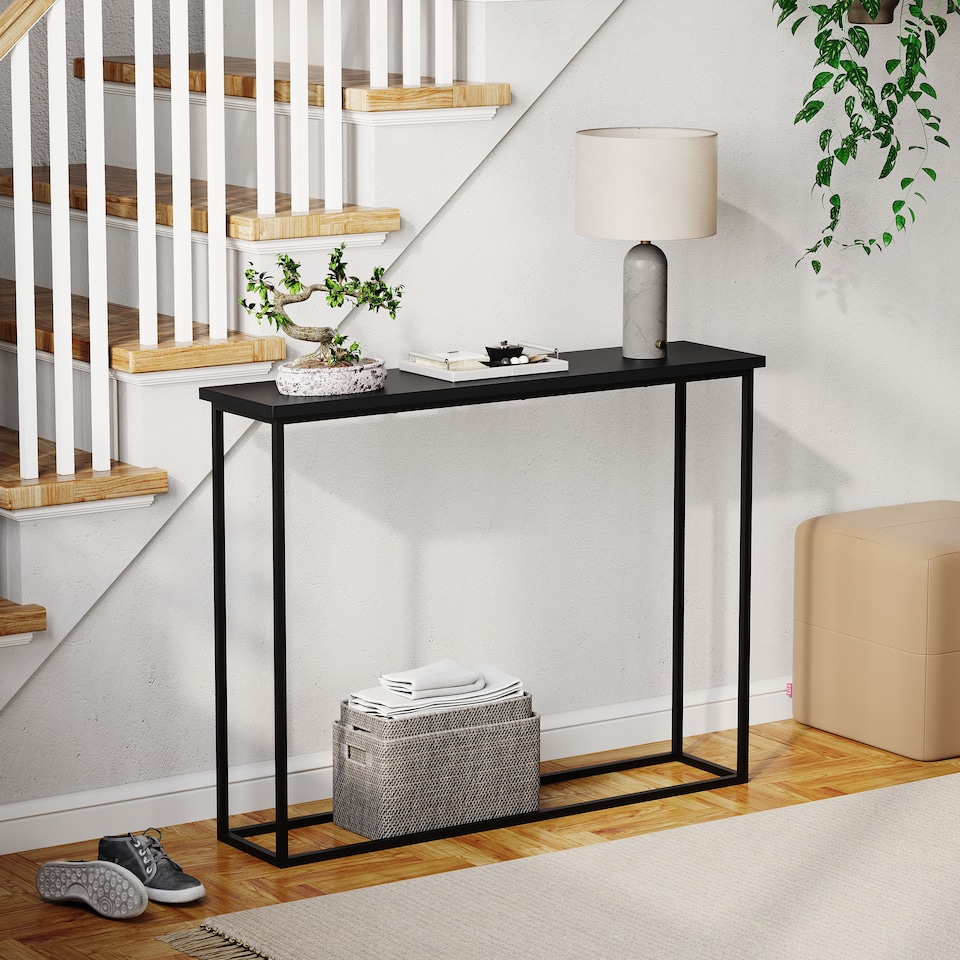 image 1 of Vida Designs Console Table With Metal Leg, Black | Black | Black