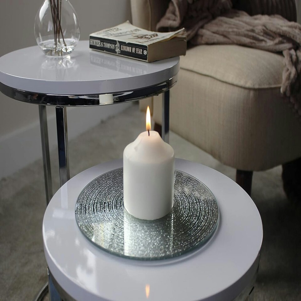 image 1 of Marco Paul 20cm Silver Mirrored Candle Plate