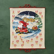 Permin Santa with Apples Advent Counted Cross Stitch Kit, 35cm x 55cm