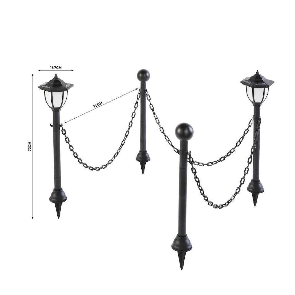 image 1 of Coopers of Stortford Solar Lamp Post & Chain Set 4 Piece Garden Border Bollard Path Light