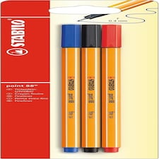 Stabilo point 88 Fineliner Red/Blue/Black 3pk