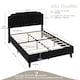 image 7 of Yaheetech 135 cm W x 190 cm L Upholstered Bed Frame with Button-Tufted Headboard Black