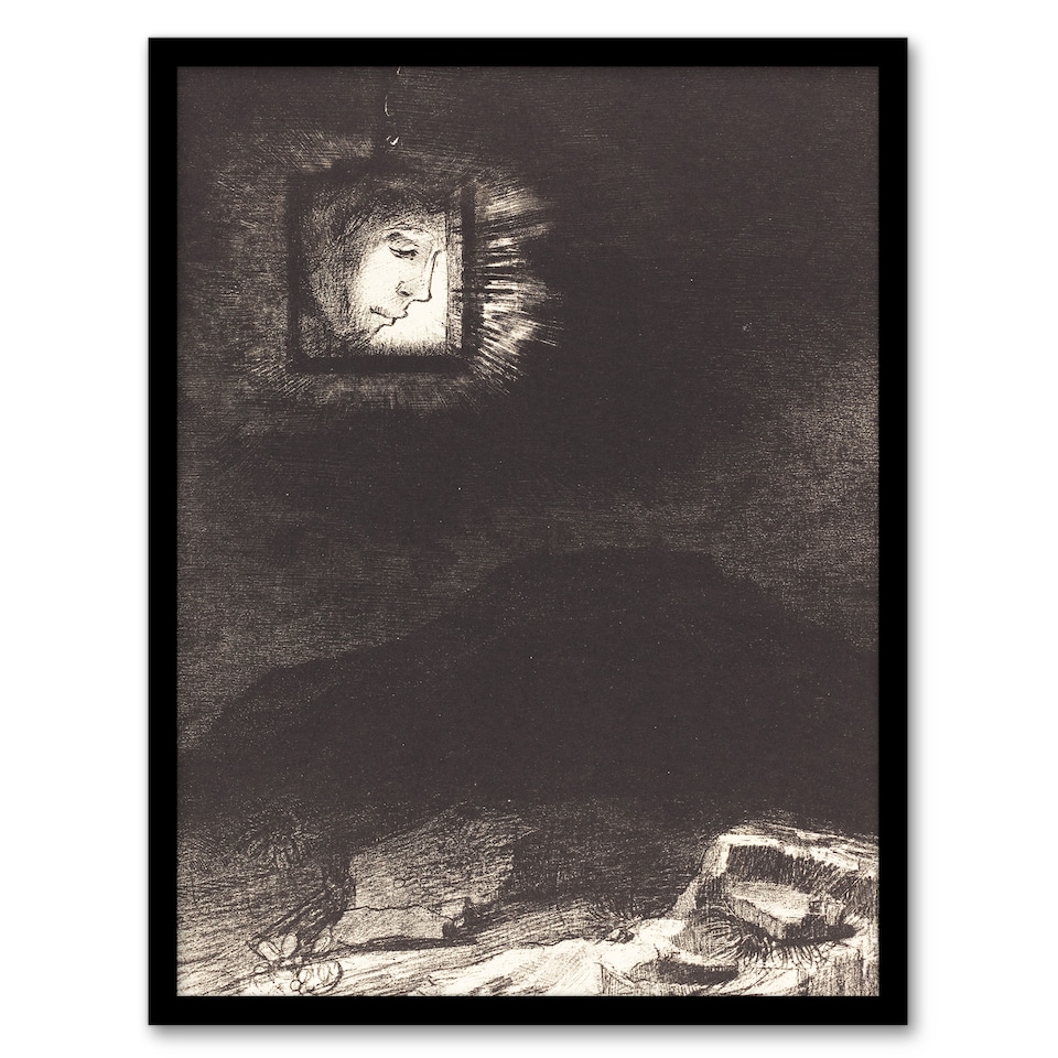 image 1 of Odilon Redon Framed Wall Art Print Glimmering Head Suspended Home Décor