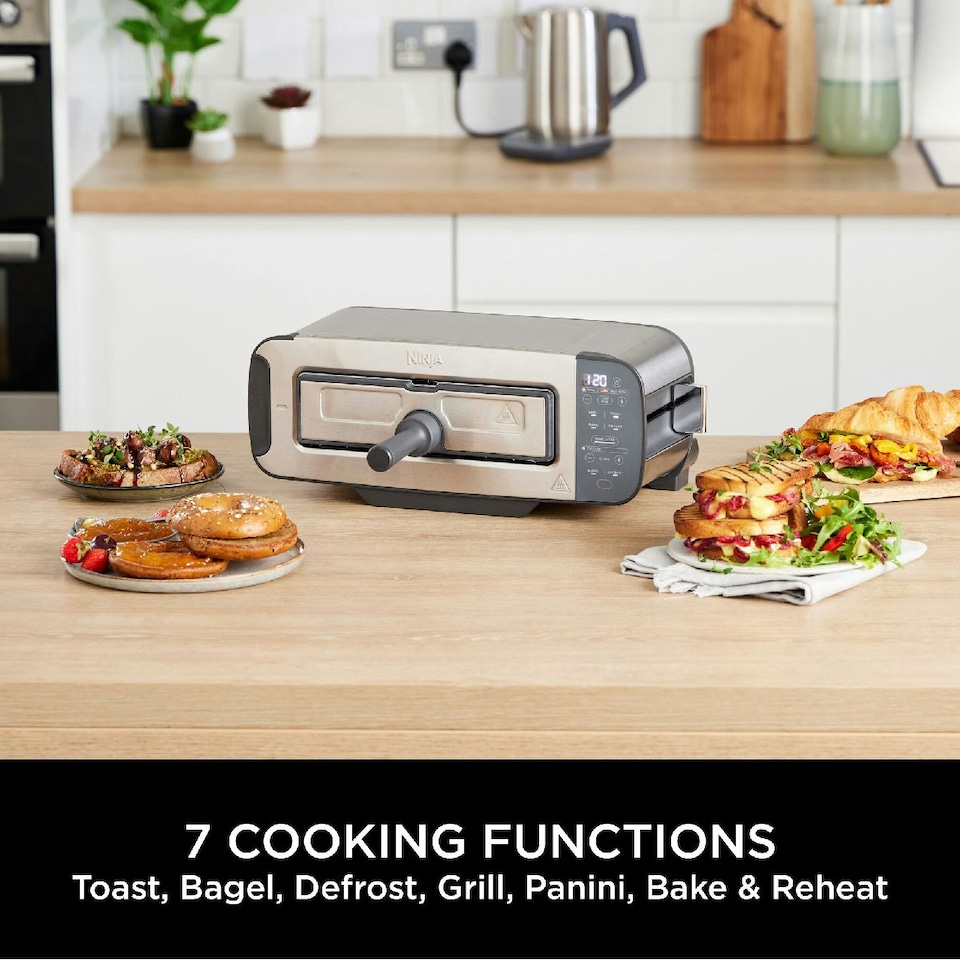 image 1 of Ninja Foodi 3in1 Toaster, Grill & Panini Press in Stainless Steel ST202UK Silver