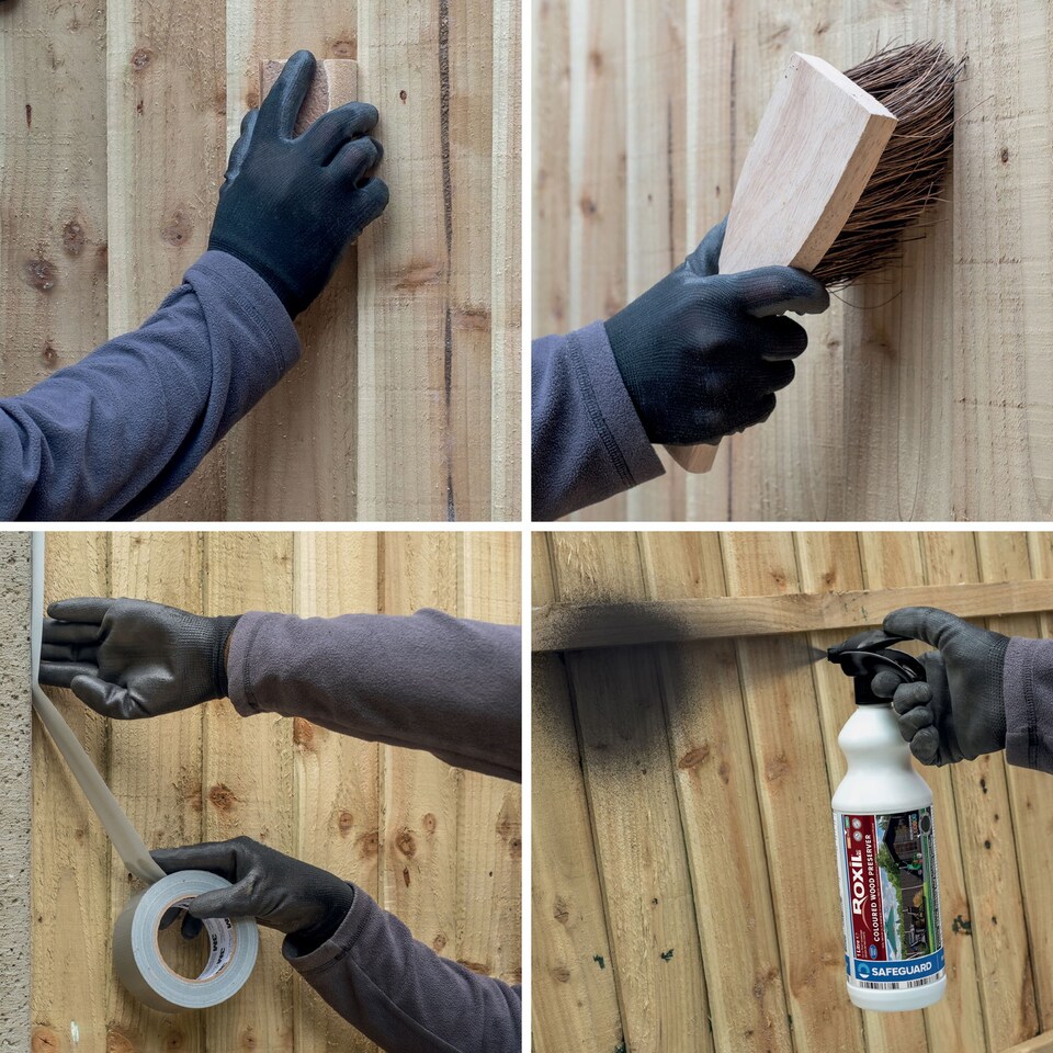 image 1 of Roxil Wood Stain Preserver (1L Spray Charcoal) - 5 Year Protection Indoor & Outdoor No VOCs, Fast-Drying.