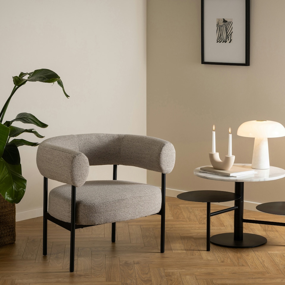 image 1 of Oakfield lounge chair in Beige Fabic with Black Legs
