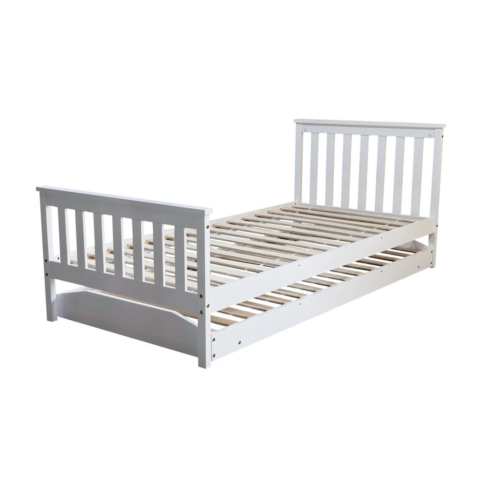 image 1 of Jinsen Single Pull Out Bed - Wood - L205 x W98 x H82 cm - White