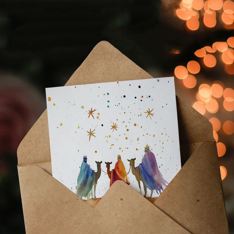 image 1 of The Three Kings Wise Men Bethlehem Star Blank For Him Or Her Art Xmas Festive Christmas Card