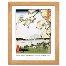 Utagawa Hiroshige Suijin Shrine And Massaki On The Sumida River Art Wood Framed Wall Art Print